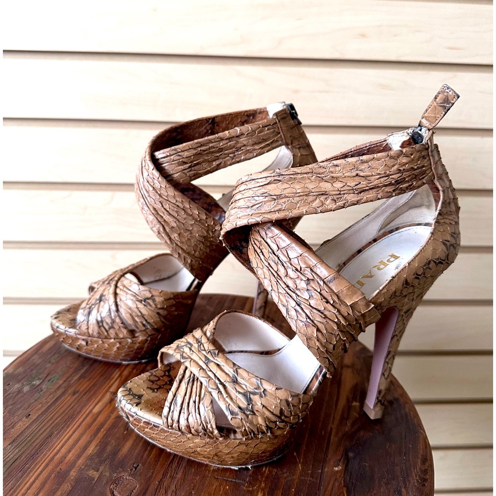 Prada Snake skin platform heel